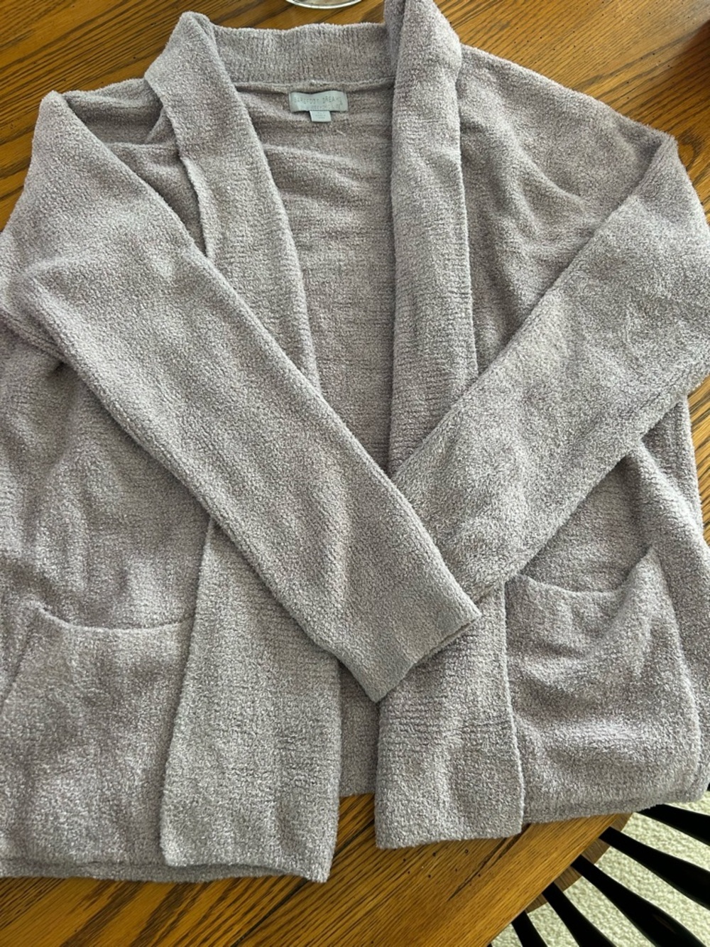 Barefoot Dreams Plush Open-Front Cardigan in Light Purple/9
